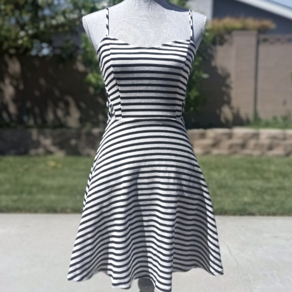 Charlotte Russe B&W Striped Cage Dress